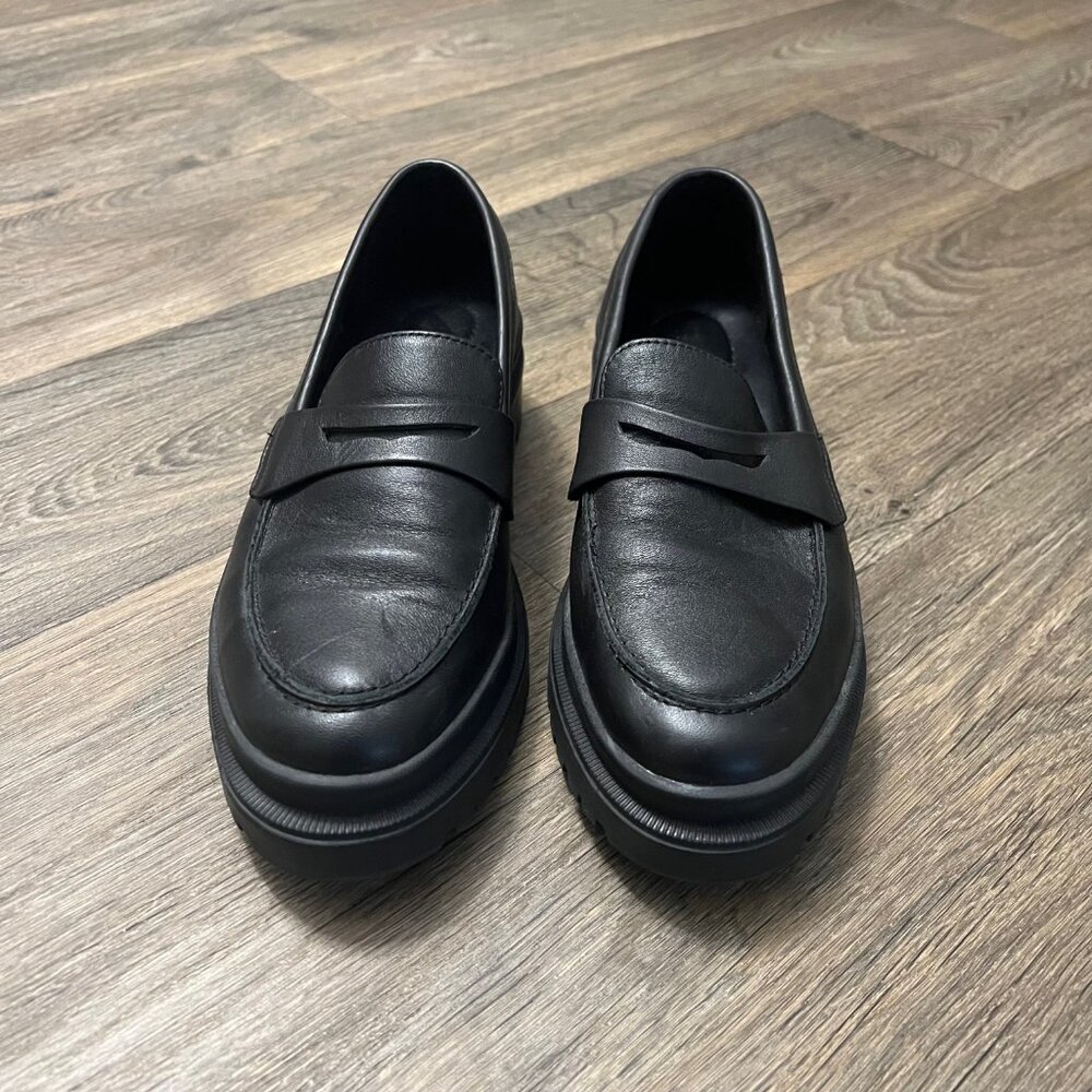 Leather Chunky Penny Loafers - Black - Picture 9 of 14